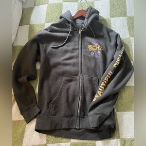 Beautiful Disaster grey Zip Up Hoodie.